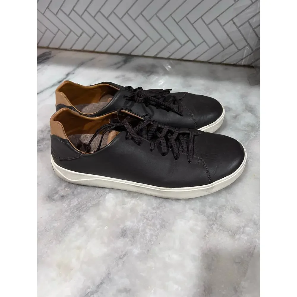 Olukai Laeahi LII Leather Sneakers Men’11 Brown Lace Up Casual Shoes 10455-4848 - Picture 6 of 10